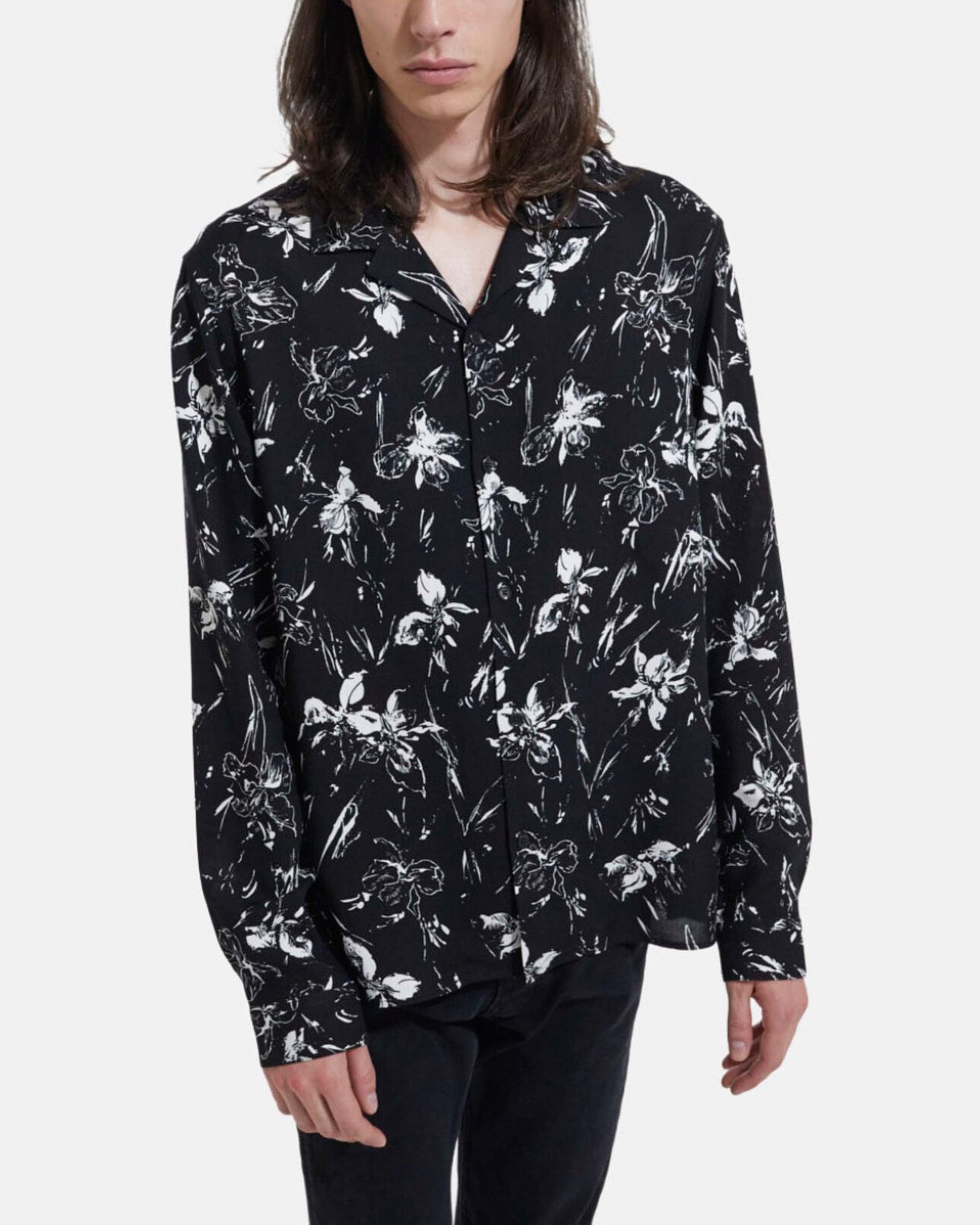 The Kooples HOMME BLACK WHITE chemise fleurie
