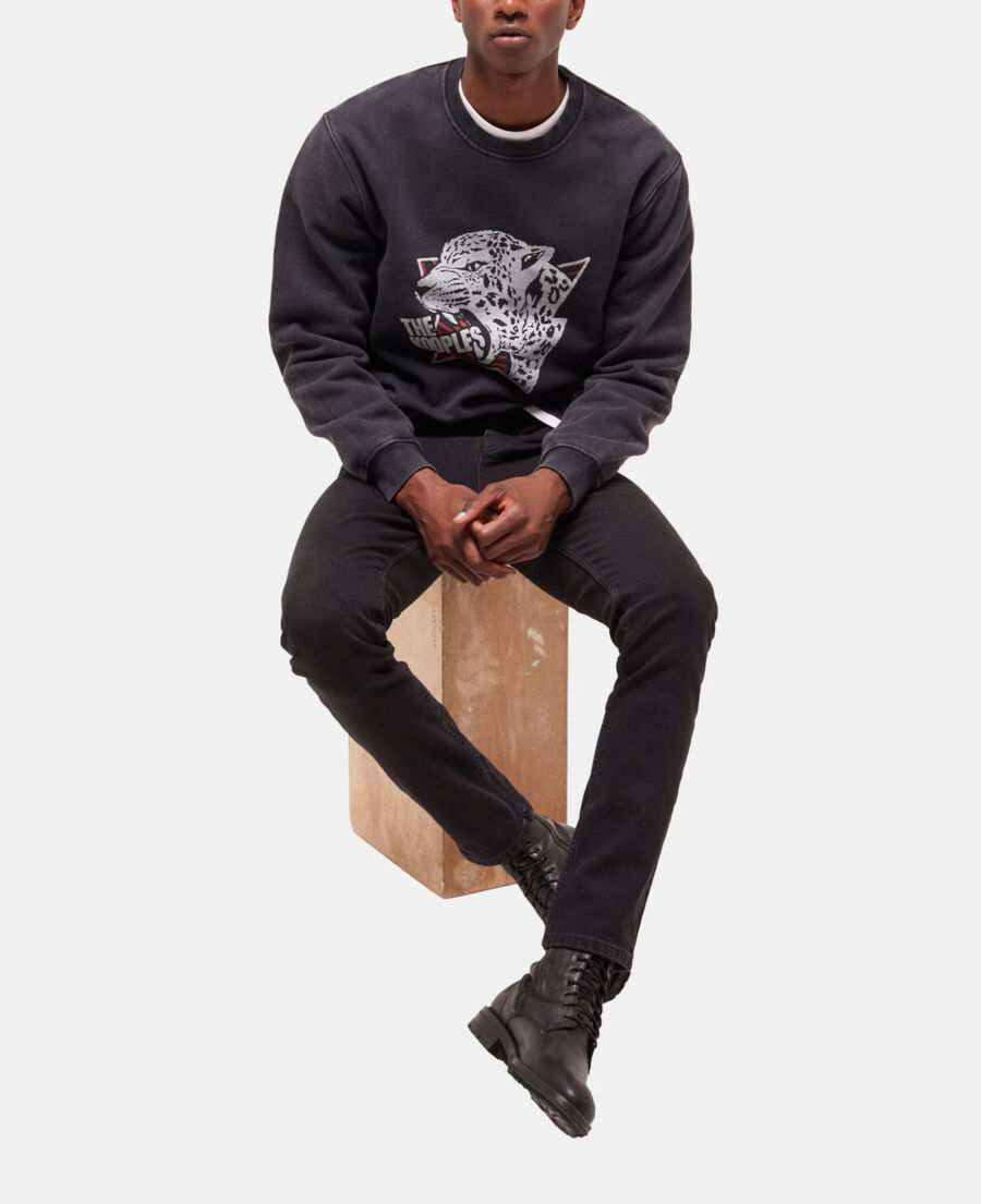 sweatshirt sérigraphié tigre noir