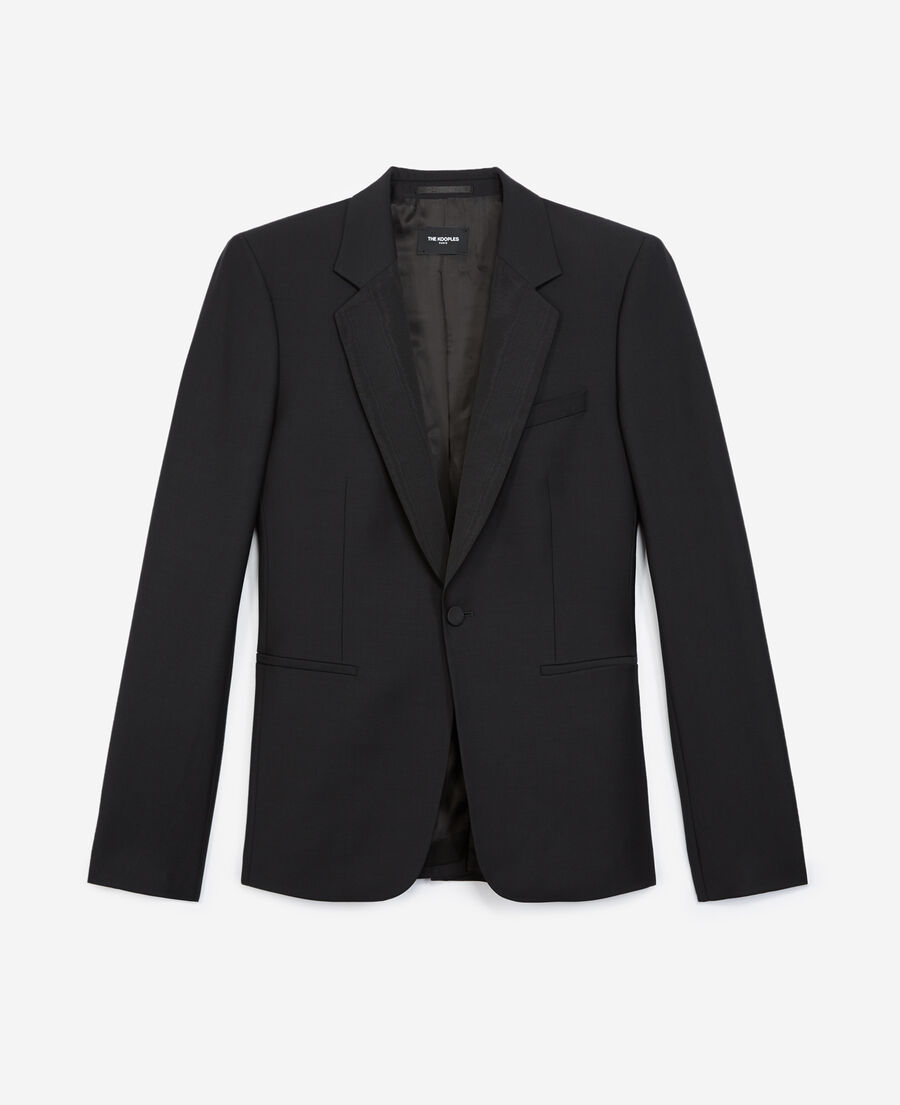 fitted black tuxedo jacket in wool