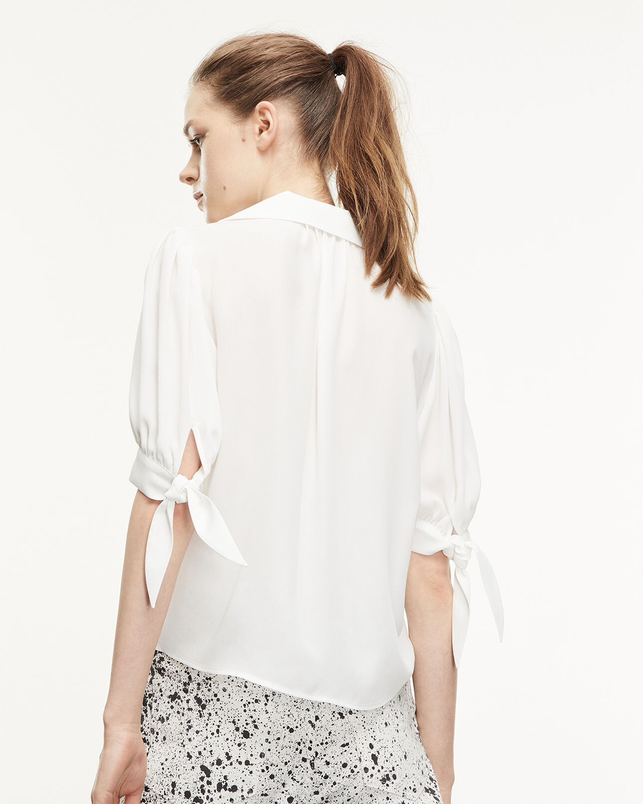 The Kooples MUJER ECRU camisa blanco crudo manga corta estampada