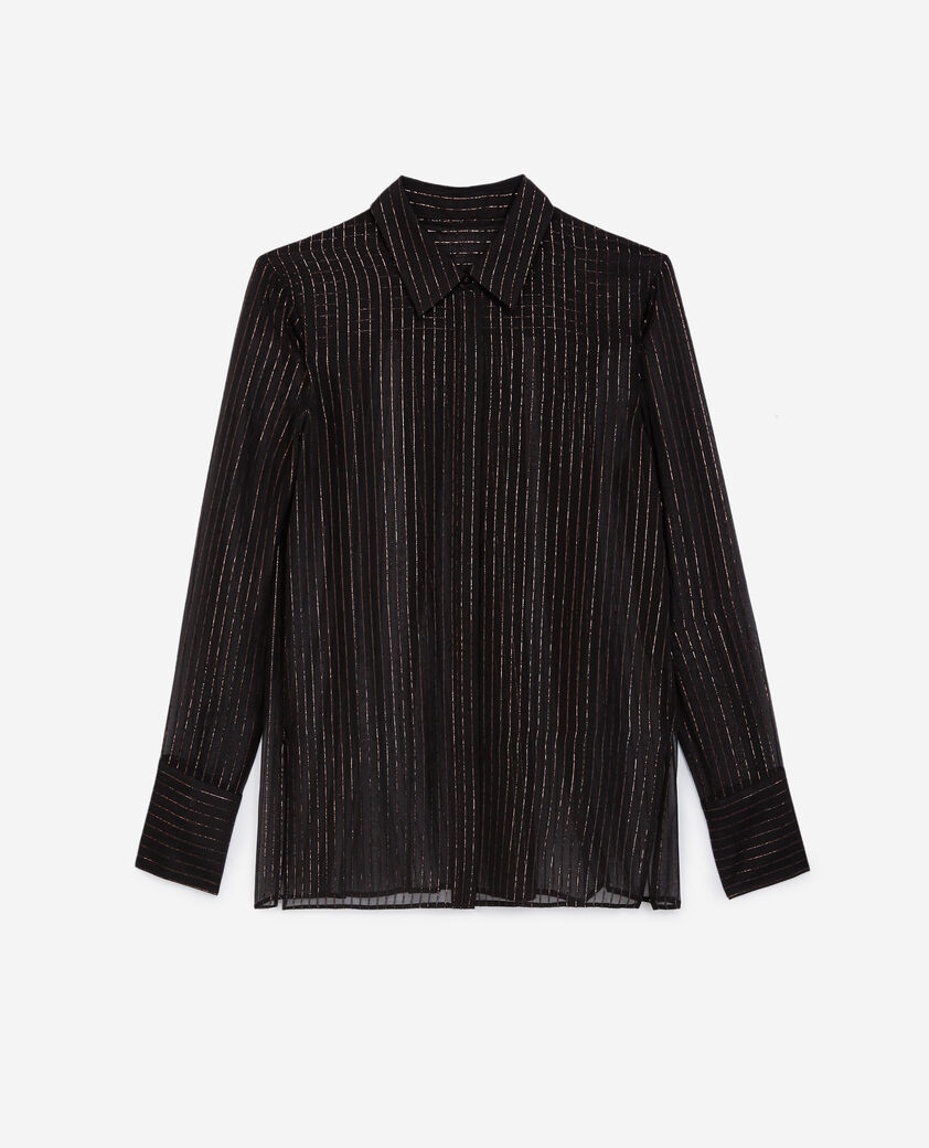 The Kooples WOMEN BLACK classic black shirt with thin stripes