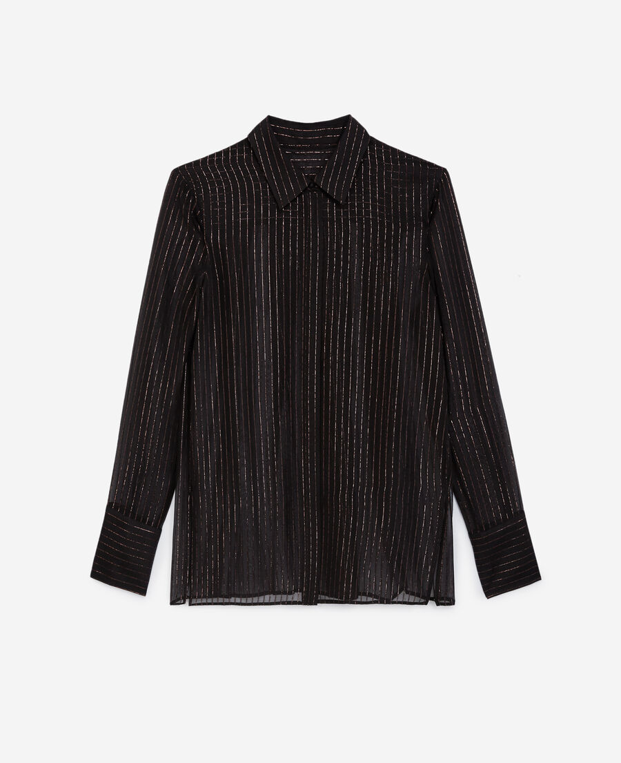 The Kooples WOMEN BLACK classic black shirt with thin stripes