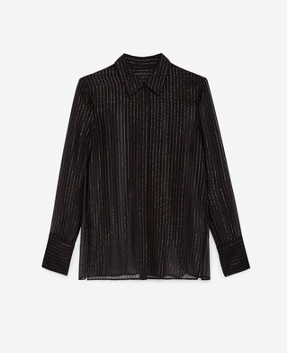 The Kooples WOMEN BLACK classic black shirt with thin stripes