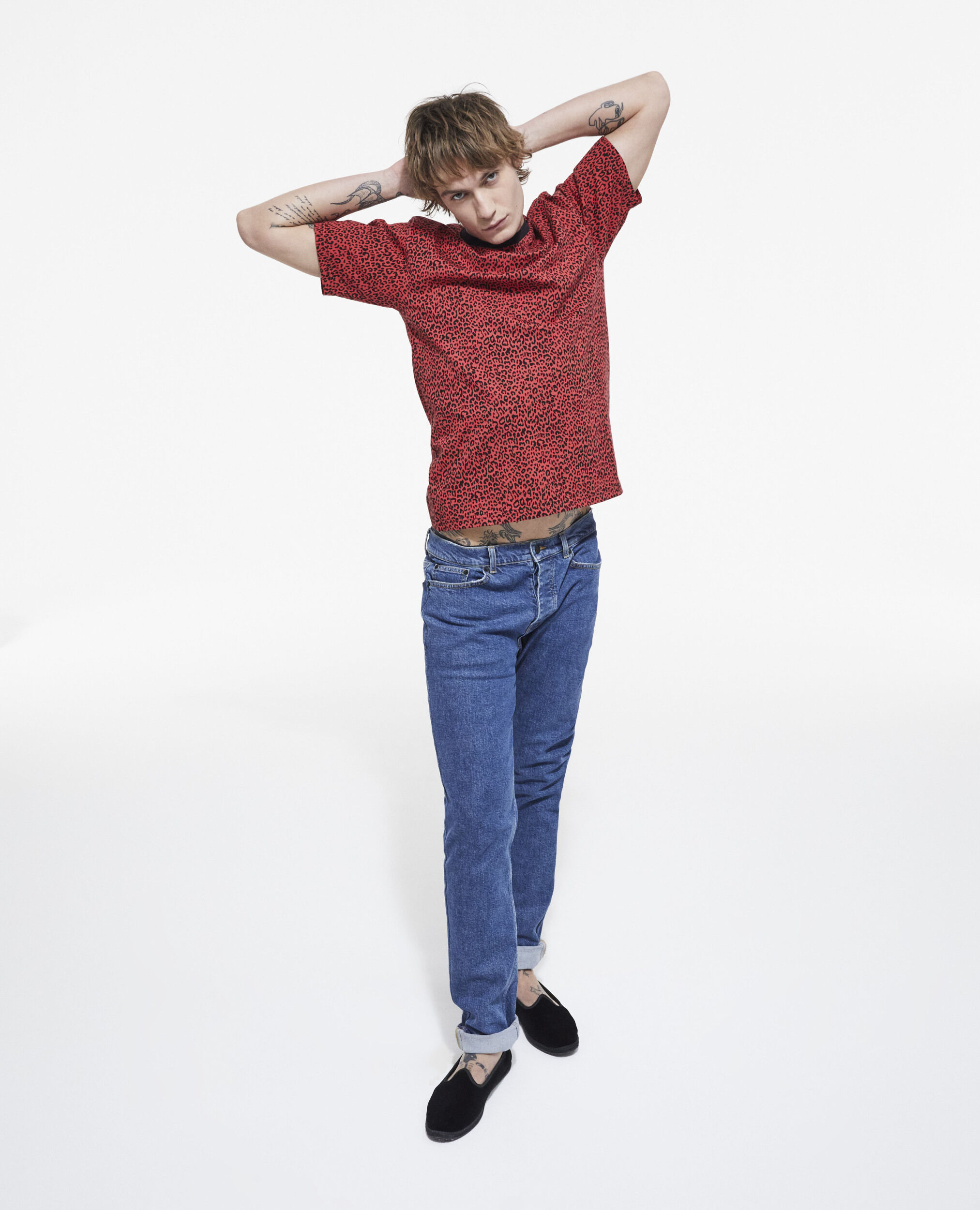 Red leopard print T-shirt, DARK RED, hi-res image number null