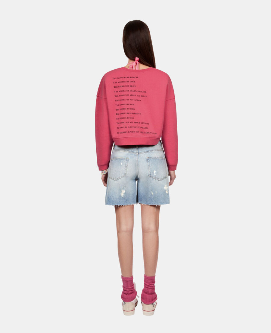 The Kooples F RETRO PINK short fuchsia what is sweatshirt with rhinestones