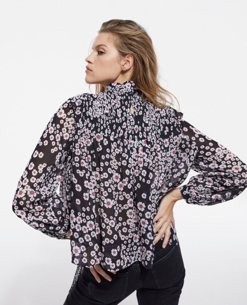 The Kooples FEMME BLACK / PINK top fleuri