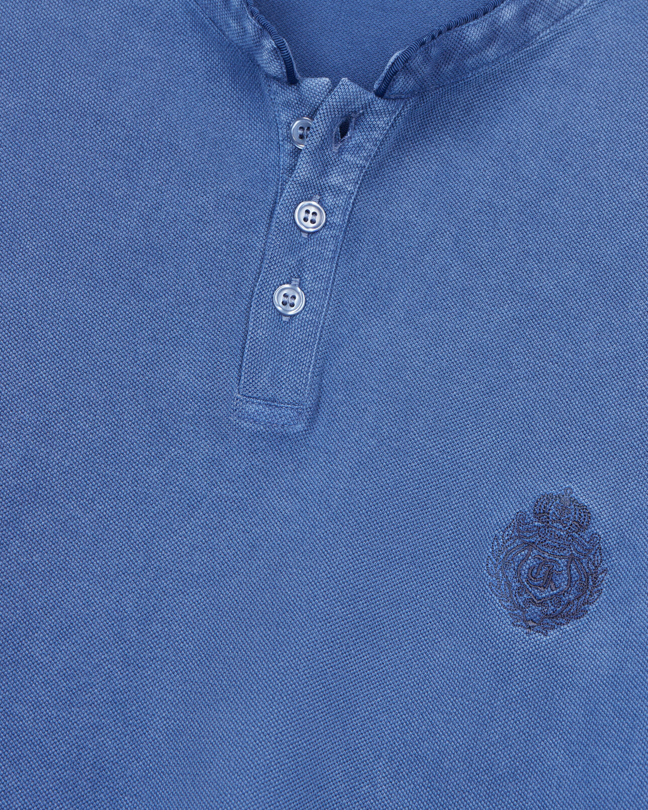 The Kooples MEN BLUE BRUT blue piqué cotton polo t-shirt