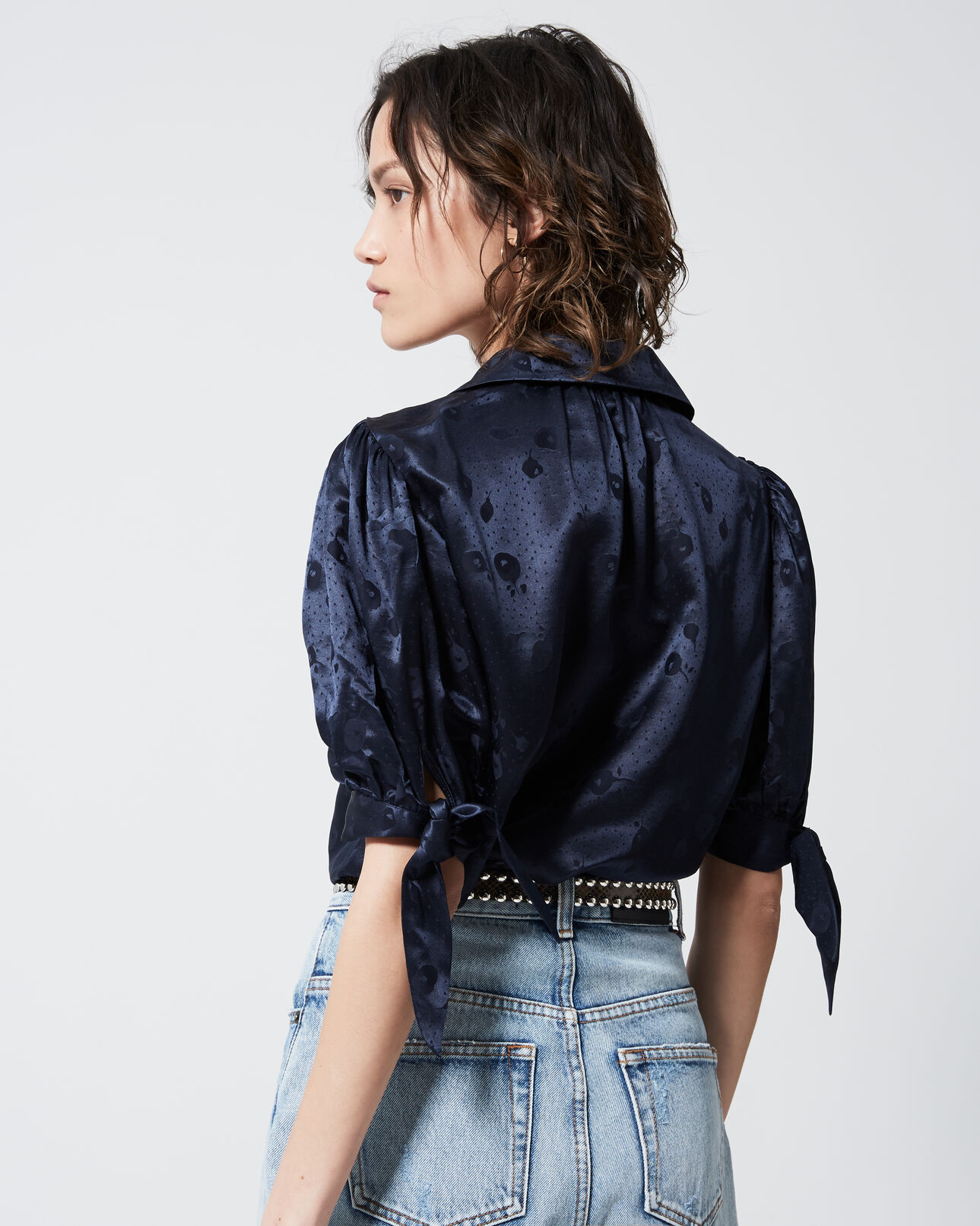 The Kooples DAMEN NAVY marineblaues elegantes hemd mit knöpfen