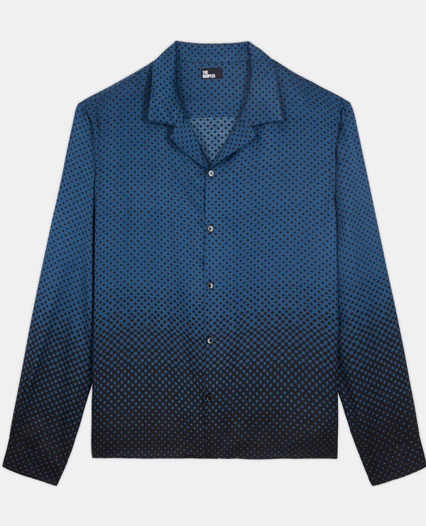 The Kooples MEN BLUE BLACK printed hawaiian collar shirt