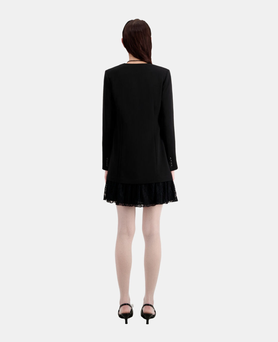 The Kooples WOMEN BLACK short black crepe and lace dress