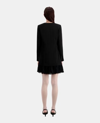 The Kooples WOMEN BLACK short black crepe and lace dress