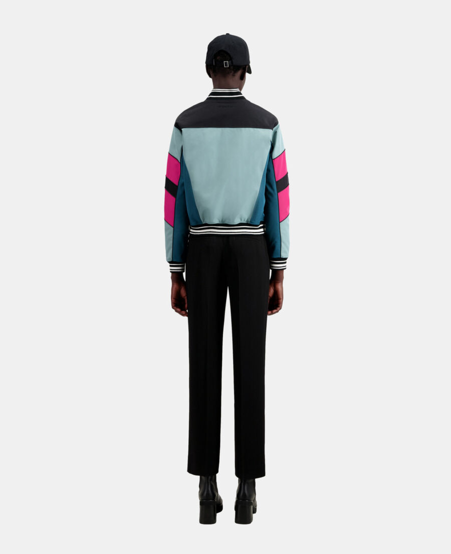 blouson court avec patchwork multicouleur