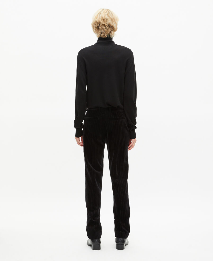 The Kooples MEN BLACK straight black velvet suit pants