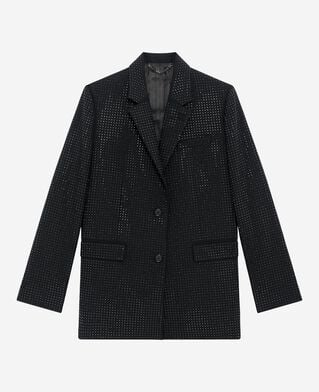 The Kooples WOMEN BLACK black rhinestone jacket