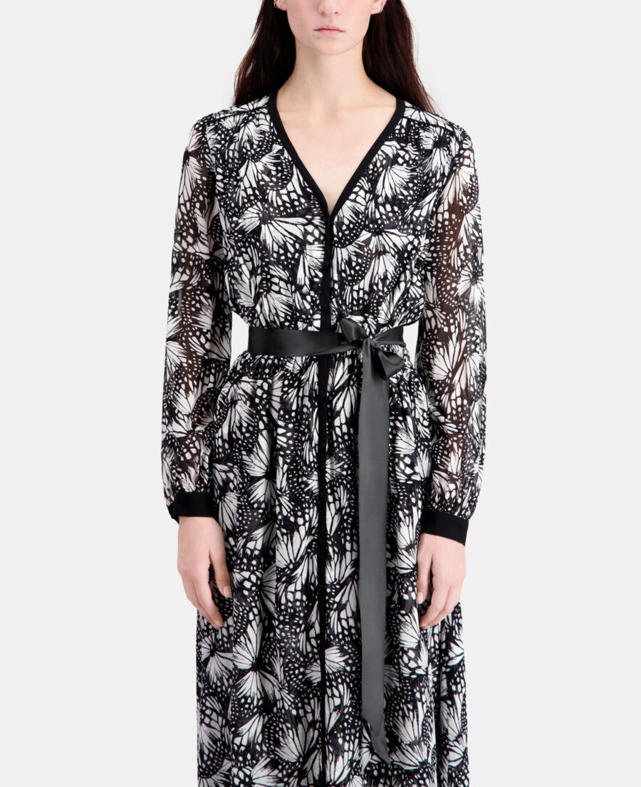 long printed dress with buttoning