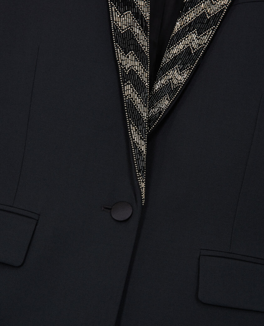 The Kooples FEMME BLACK veste à détails perles noire