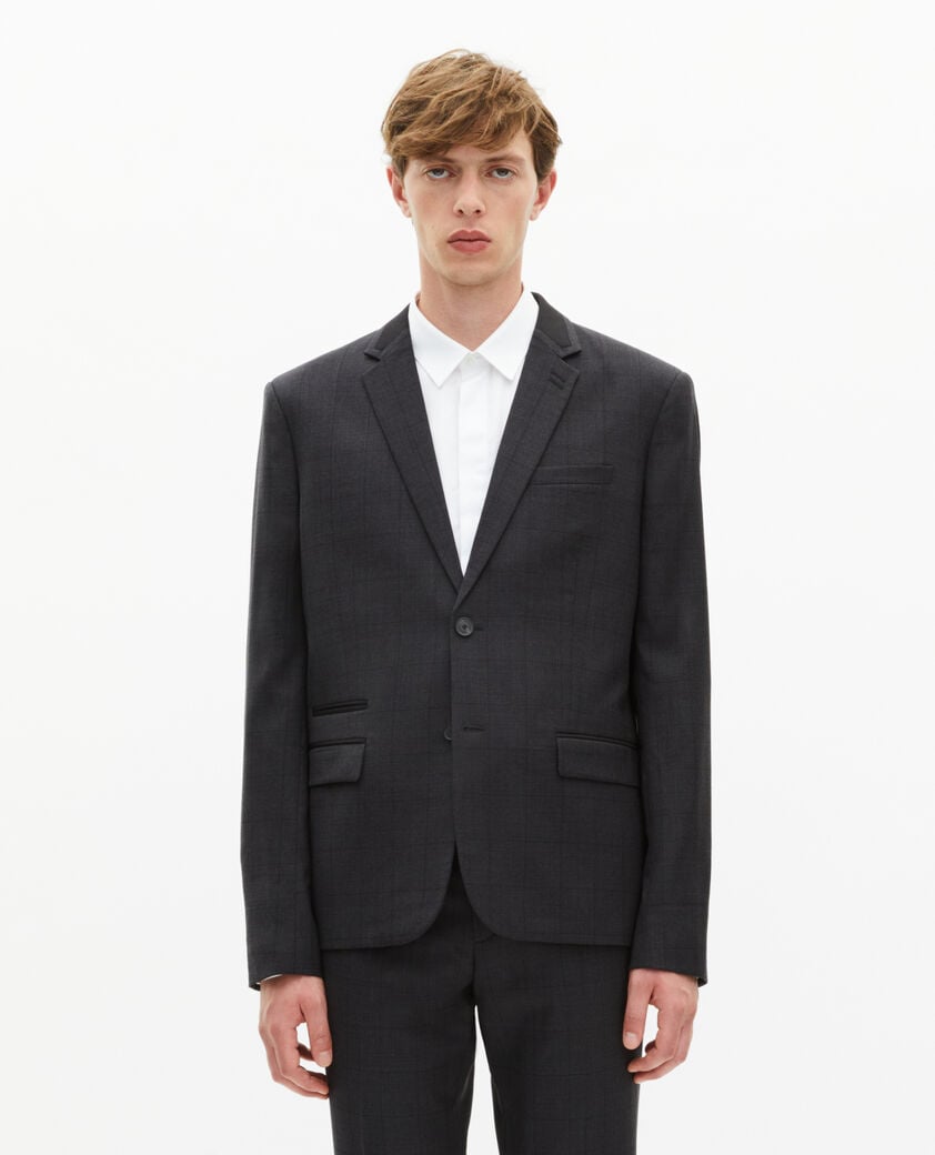 The Kooples HERREN BLACK schwarze karierte anzugjacke aus wolle