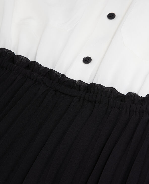 The Kooples WOMEN BLACK WHITE short black and white pleated dress