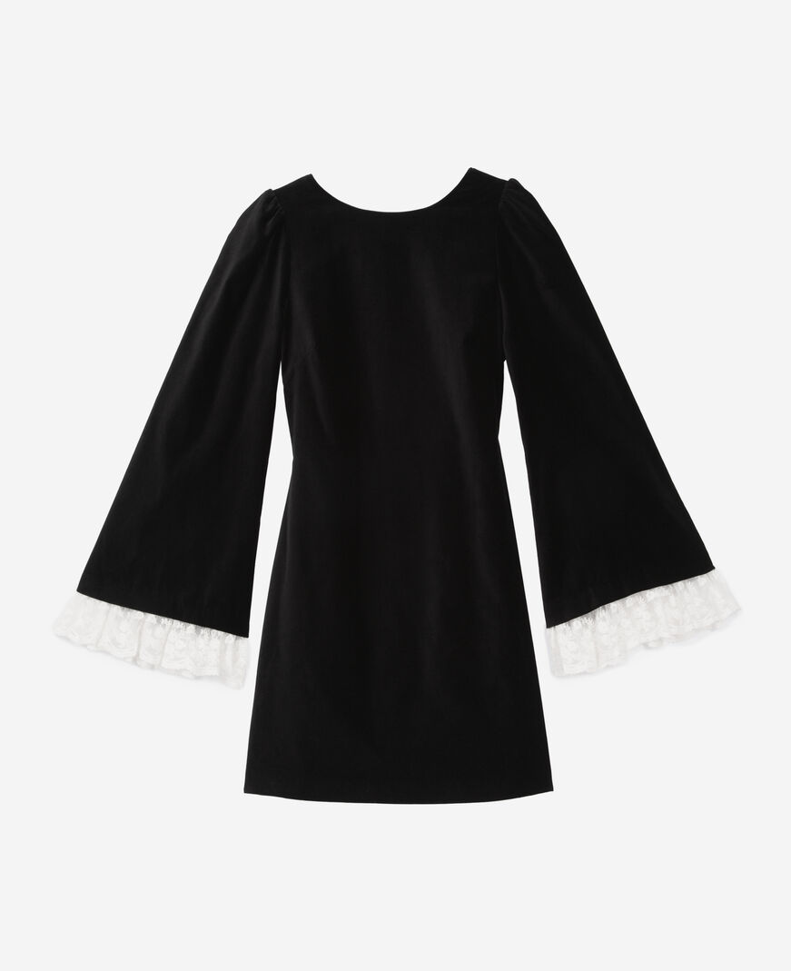 The Kooples WOMEN BLACK short black velvet dress