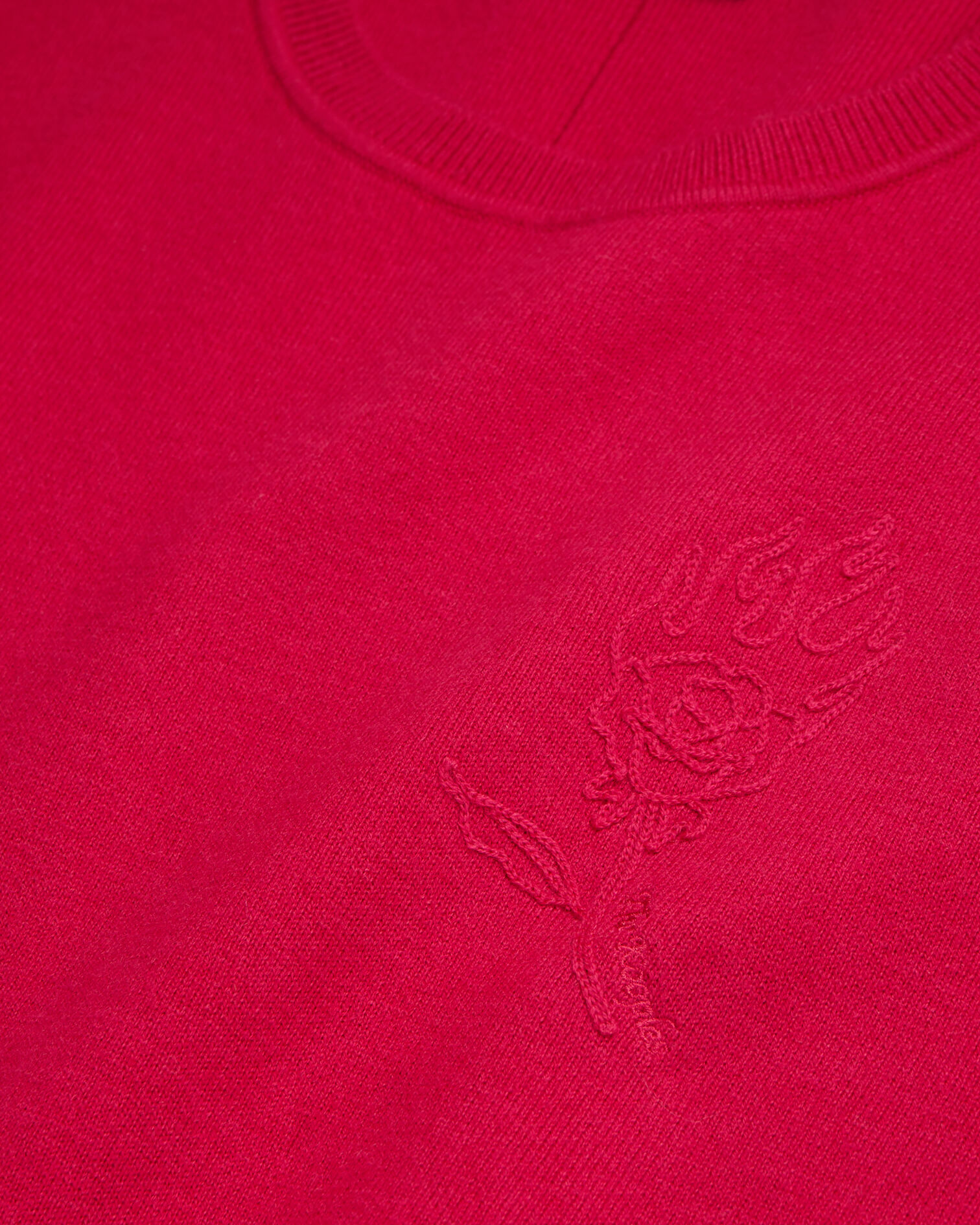 Red wool-blend sweater with embroidery, CHERRY, hi-res image number null
