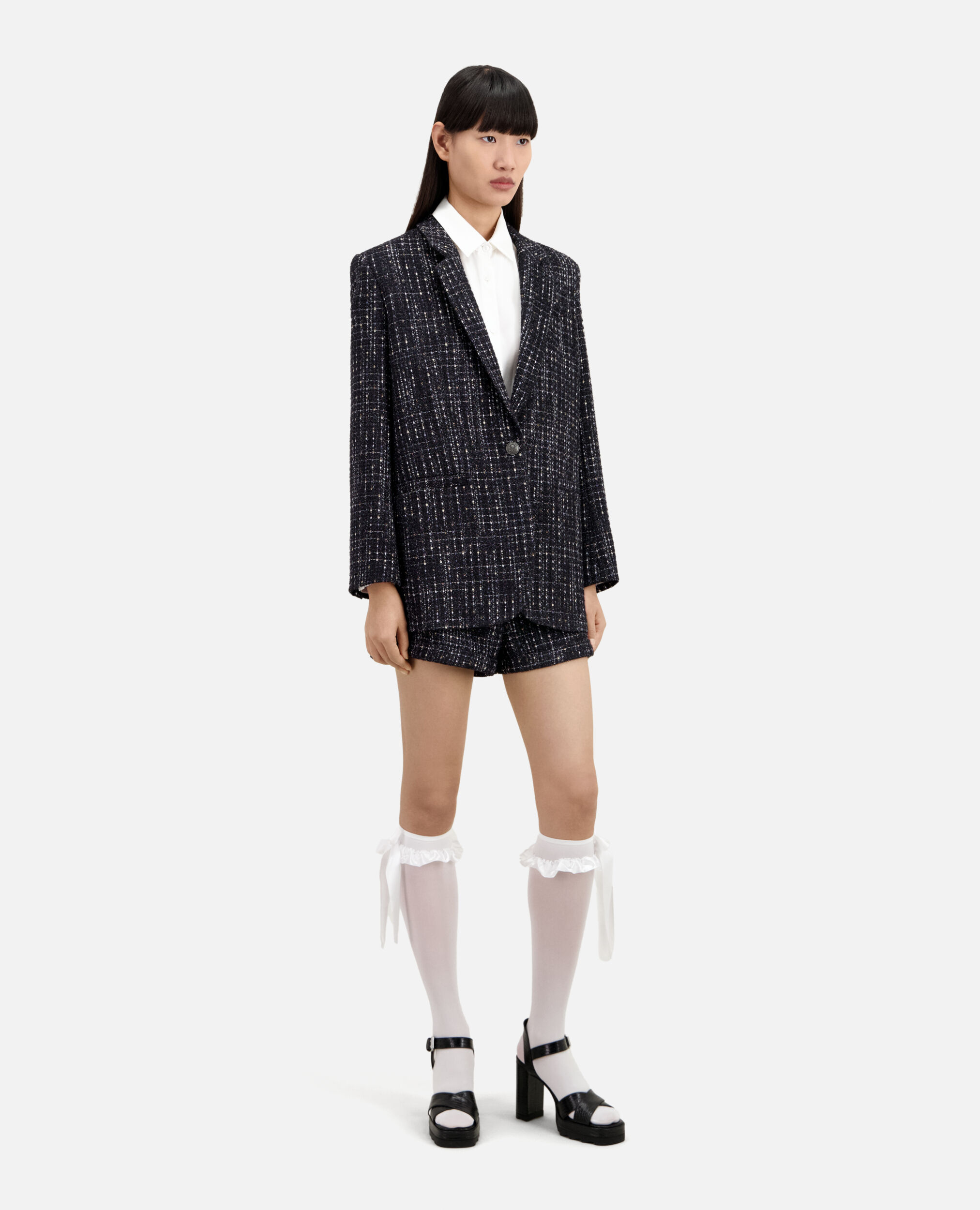 Black and white tweed suit jacket The Kooples Canada