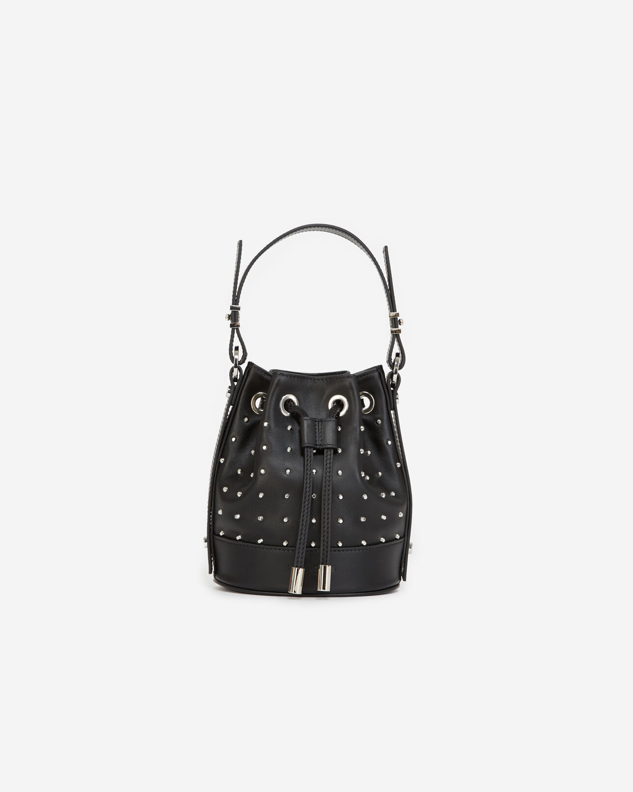 The Kooples WOMEN BLACK / SILVER studded small tina bag in smooth black leather