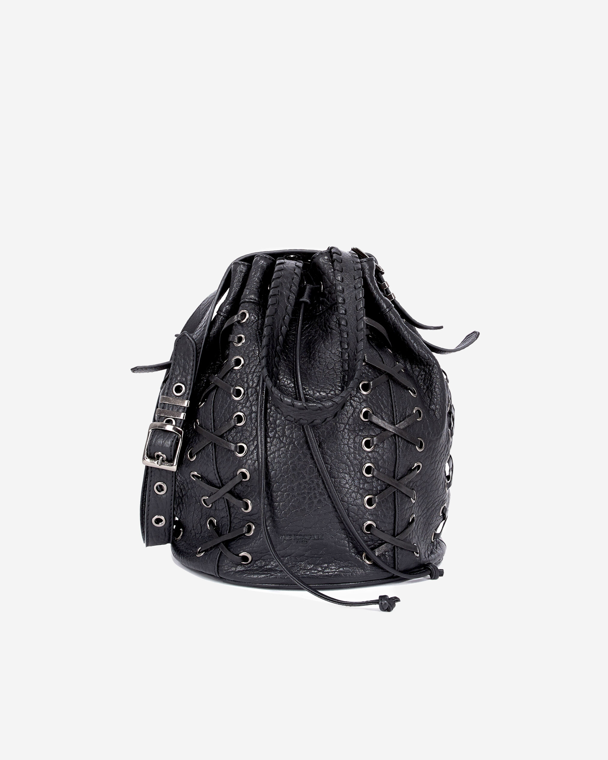 Black studded bucket bag top