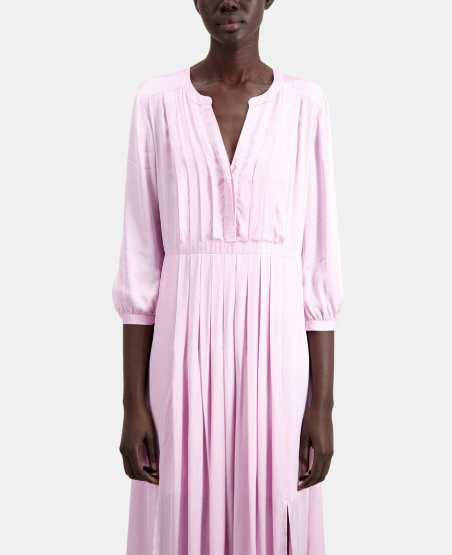 robe longue rose avec plissage