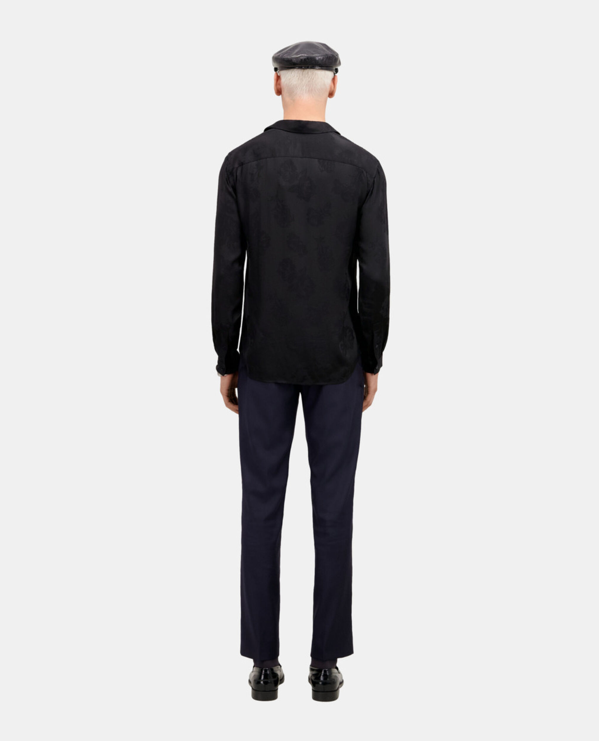 Chemise jacquard noire à fleurs, BLACK, hi-res image number null