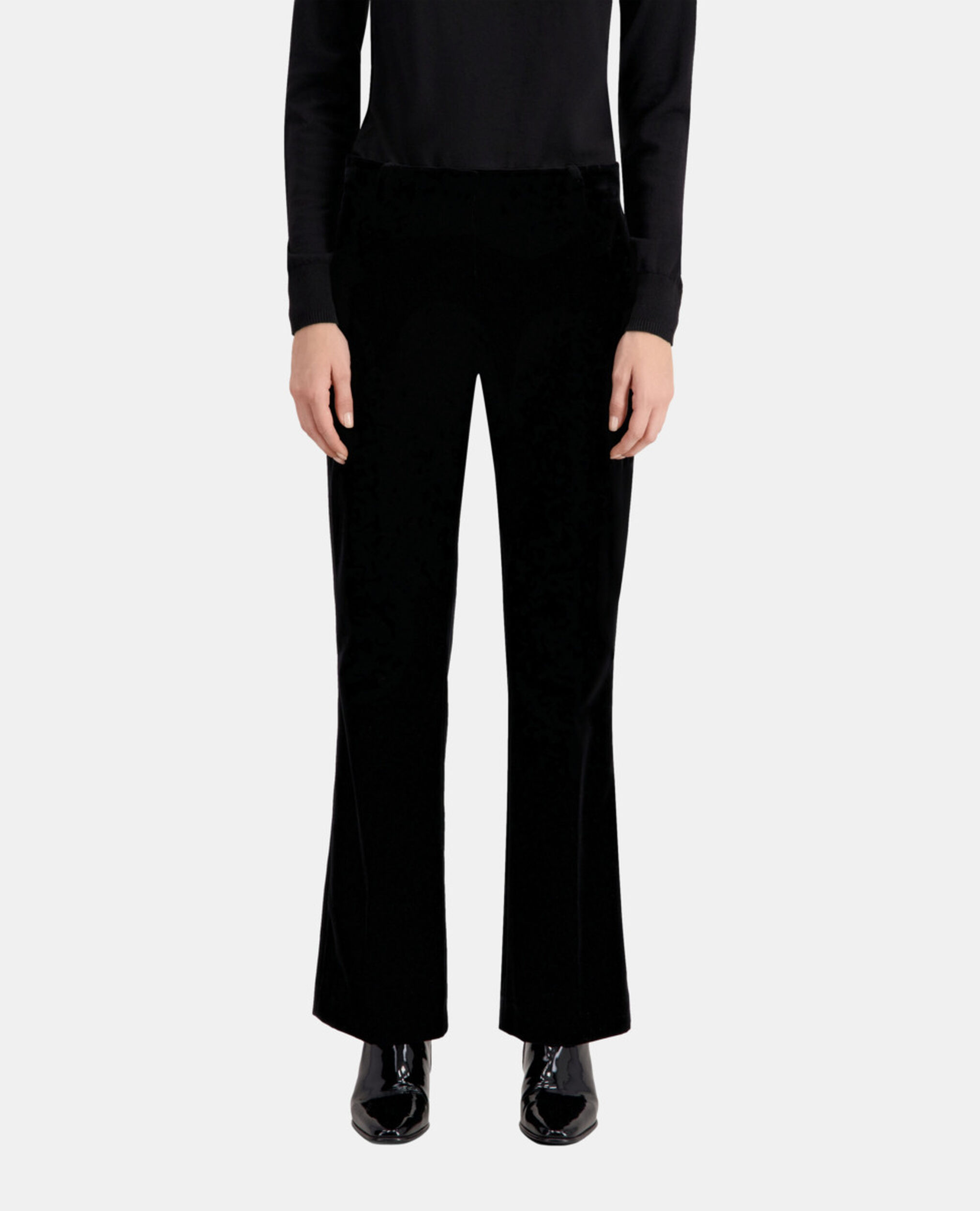 Black velvet suit trousers, BLACK, hi-res image number null