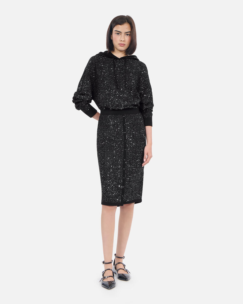 The Kooples WOMEN BLACK black mid-length sequin skirt