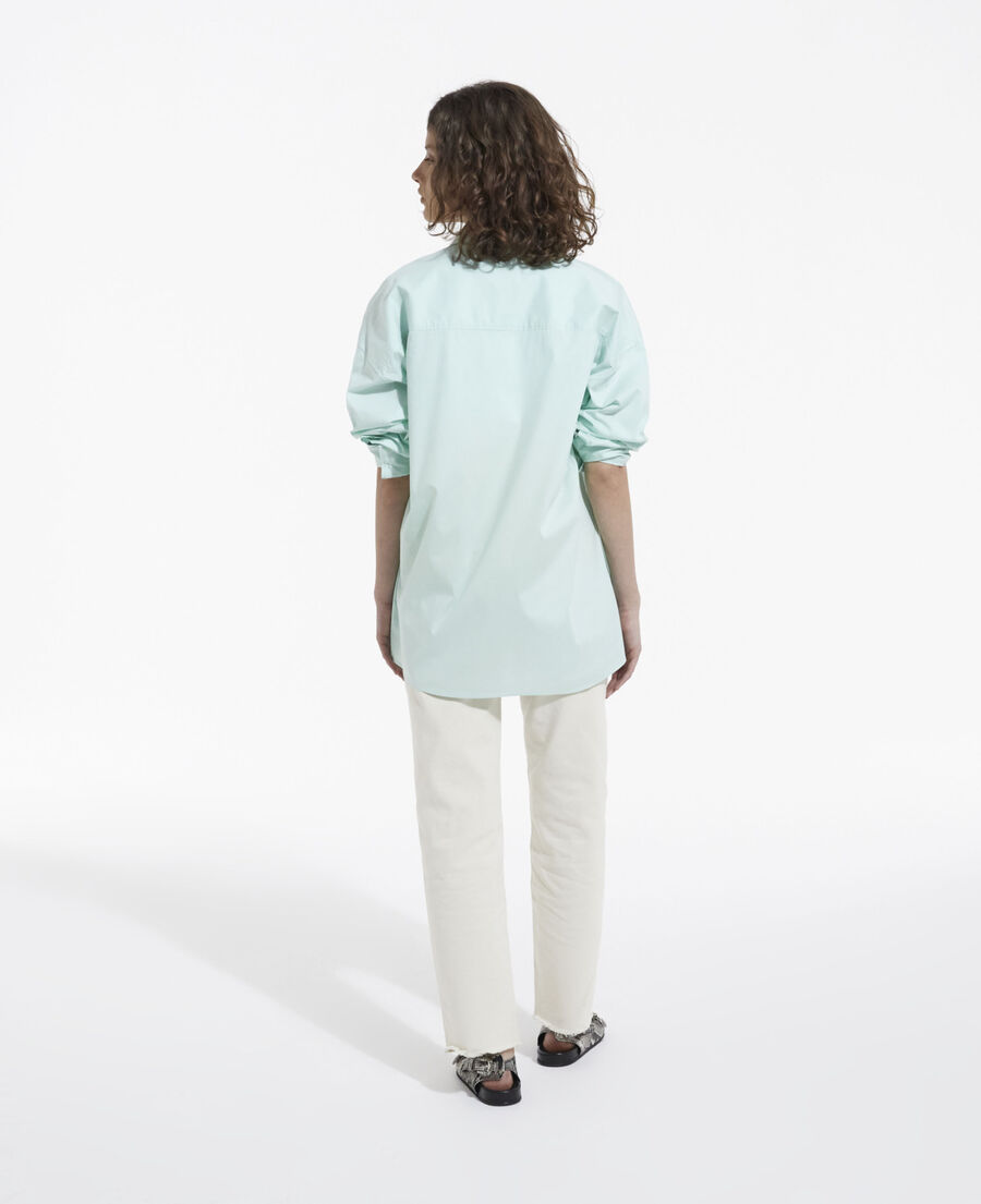 long green cotton shirt with buttons