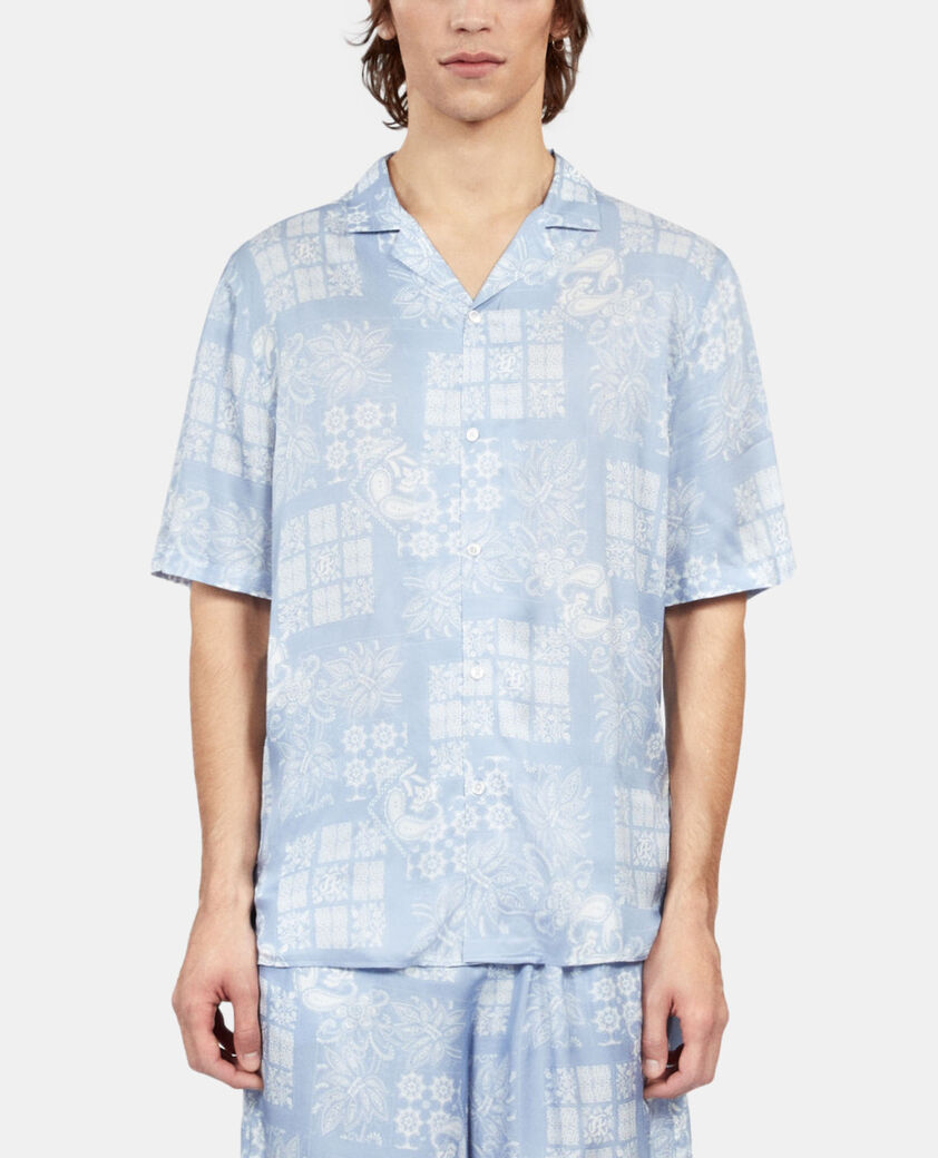 The Kooples HOMBRE WHITE / SKY BLUE camisa estampada manga corta