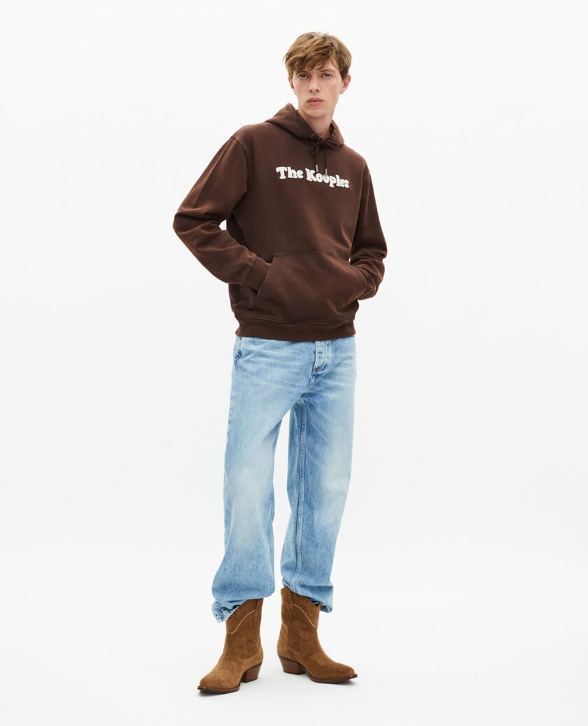 The Kooples HOMME BROWN sweatshirt &agrave; capuche avec broderie marron
