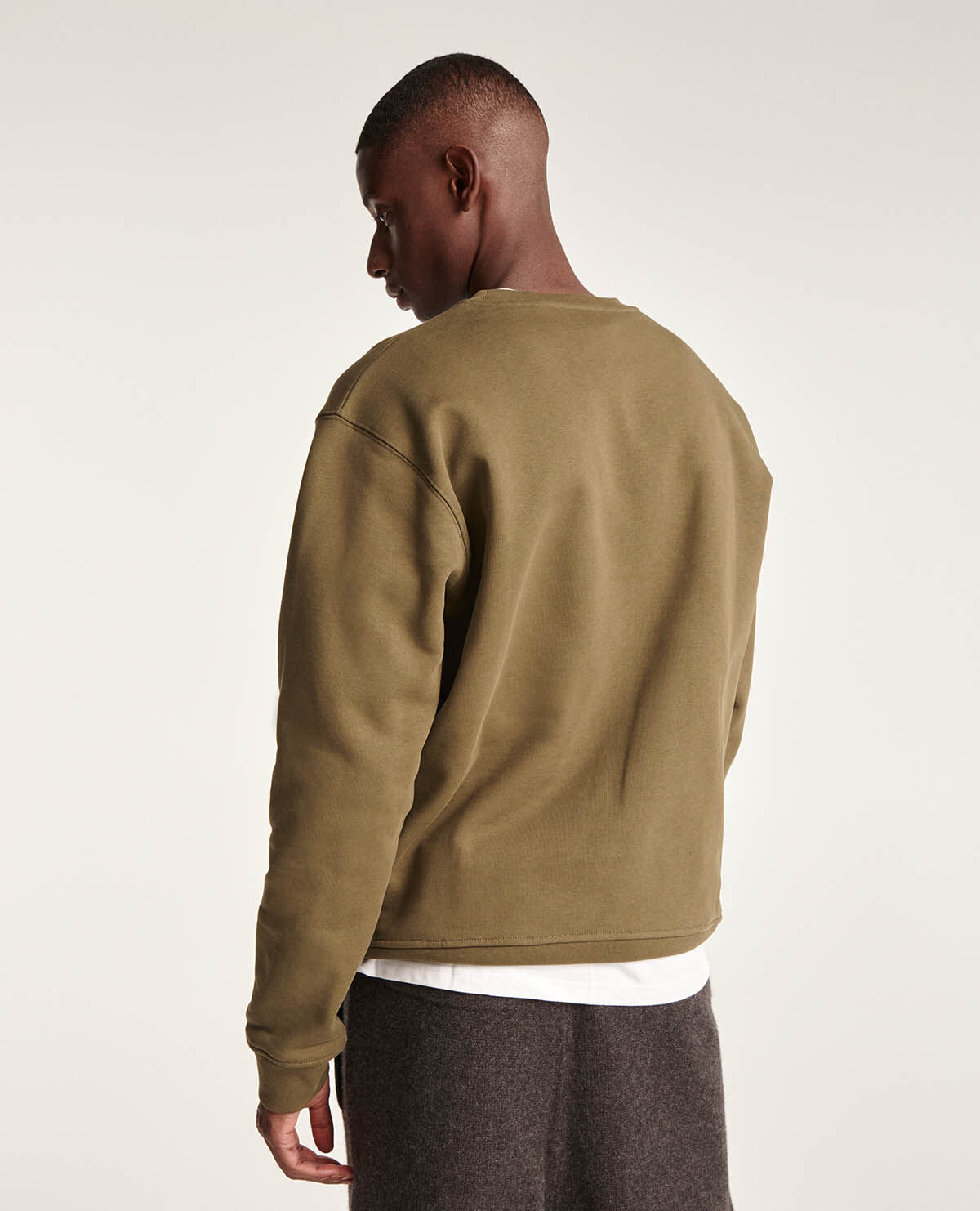 Khaki crew neck cotton sweatshirt black logo The Kooples