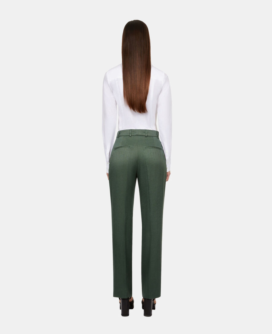 The Kooples FEMME WOOD KAKI pantalon tailleur en soie vert