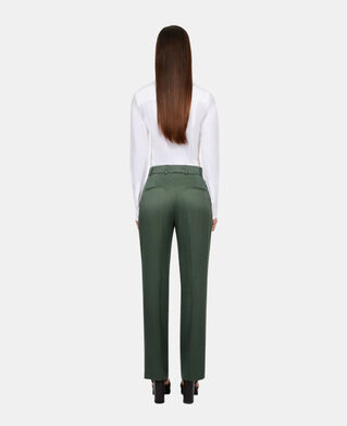 The Kooples FEMME WOOD KAKI pantalon tailleur en soie vert