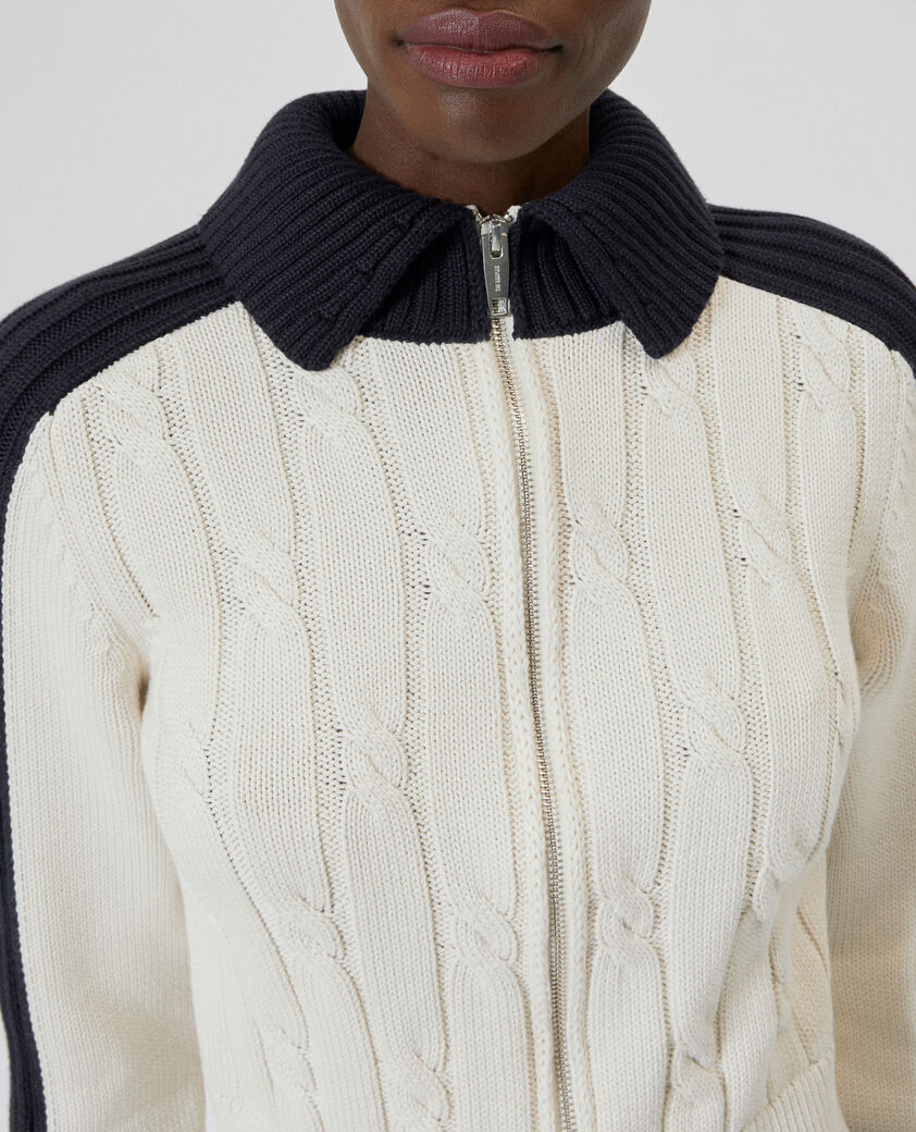 The Kooples F ECRU NAVY ecru cotton cardigan