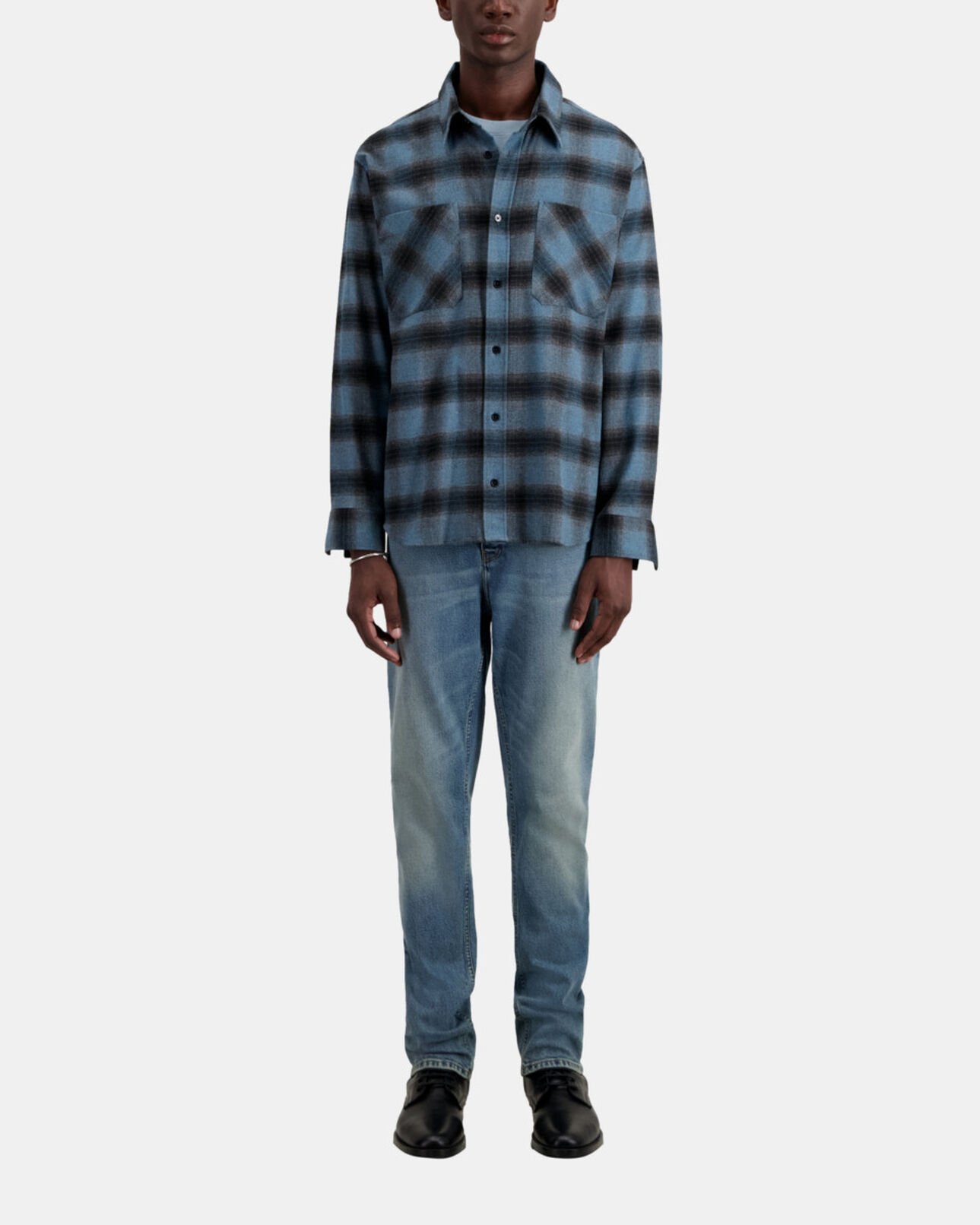 The Kooples MEN ELECTRIC BLUE/BLACK blue checkered shirt