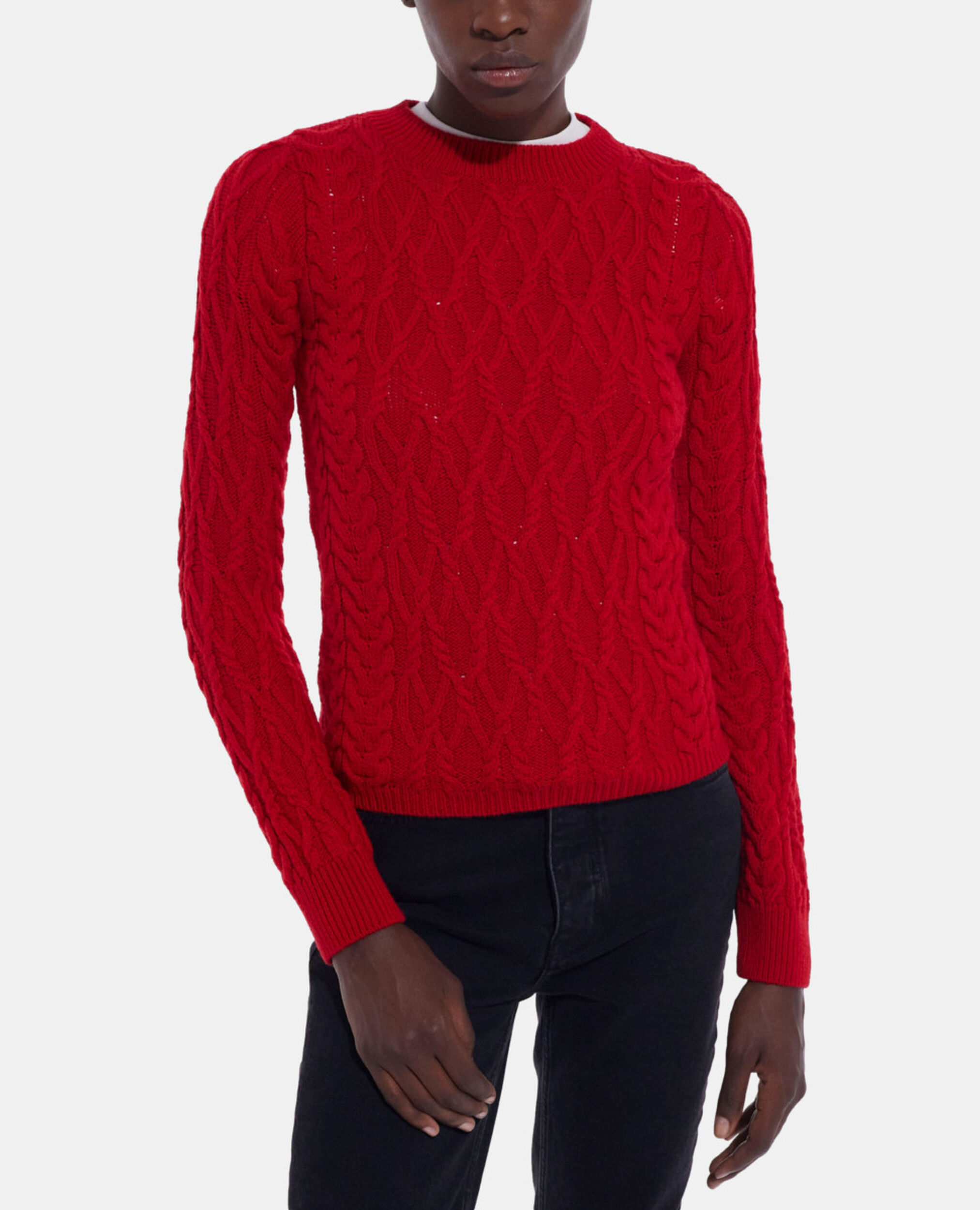 Pull en laine rouge, TANGO RED, hi-res image number null