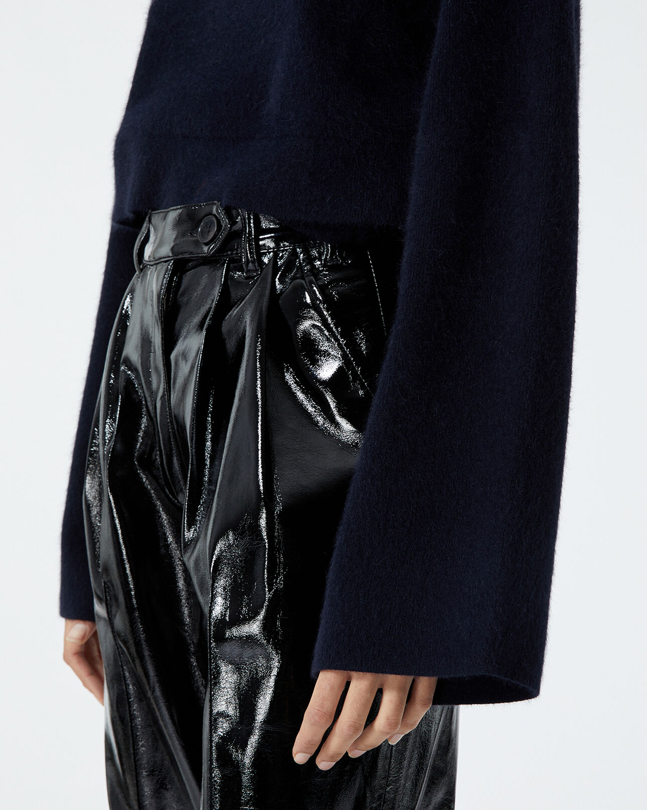 The Kooples FEMME BLACK pantalon droit noir effet vinyle