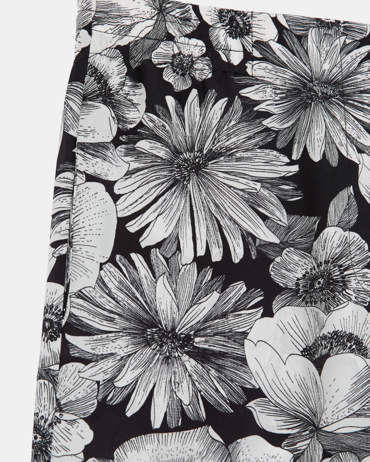 The Kooples FEMME BLACK WHITE pantalon en soie fleuri