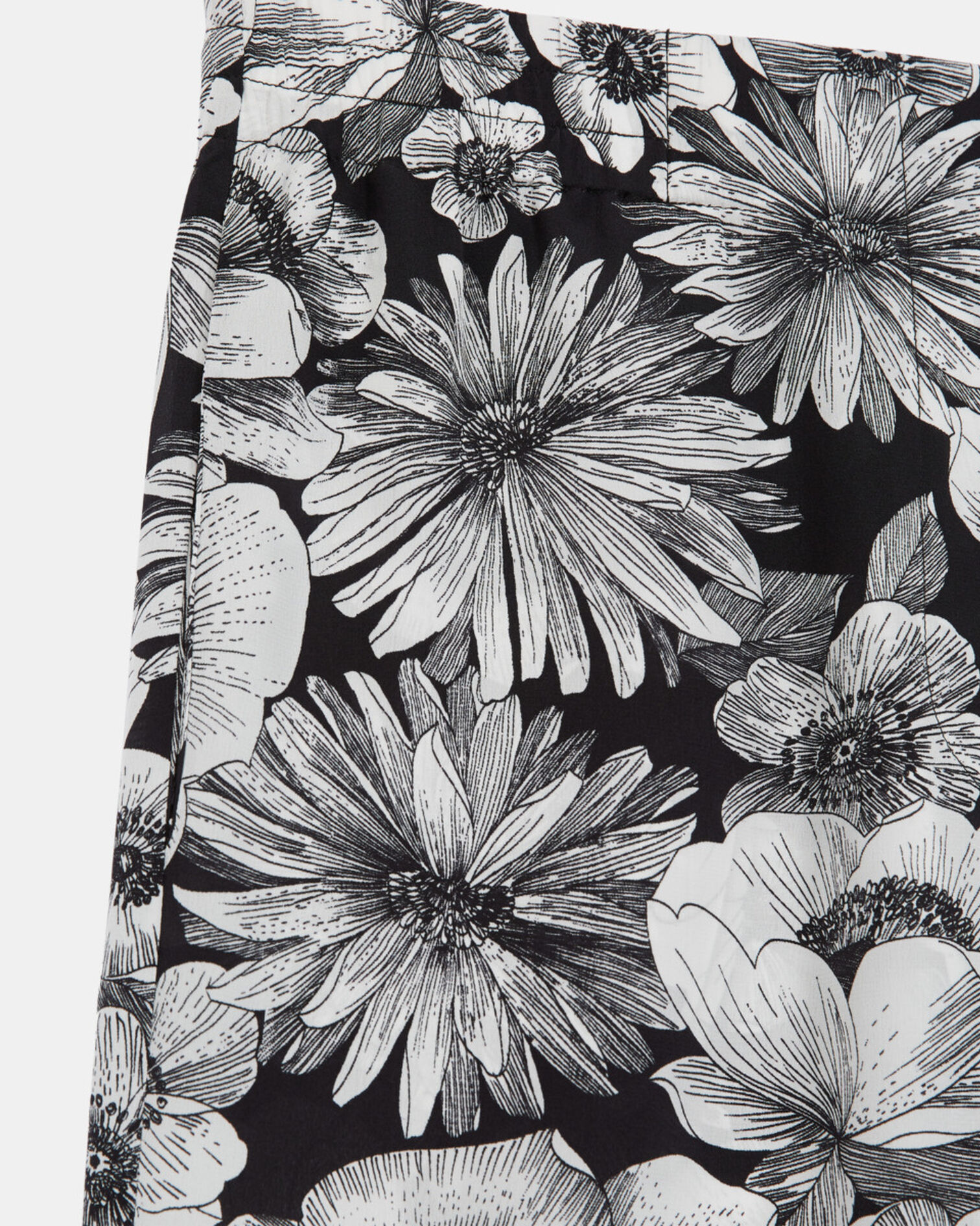 Pantalon en soie fleuri, BLACK WHITE, hi-res image number null