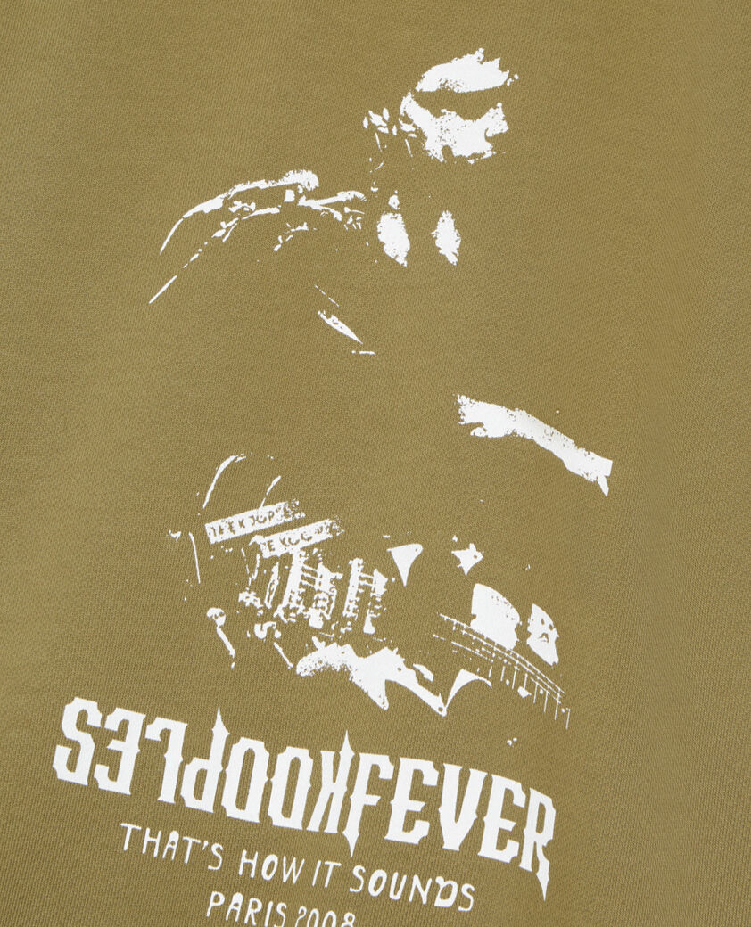 The Kooples MEN OLIVE khaki short-sleeved sweatshirt kooples fever serigraphy