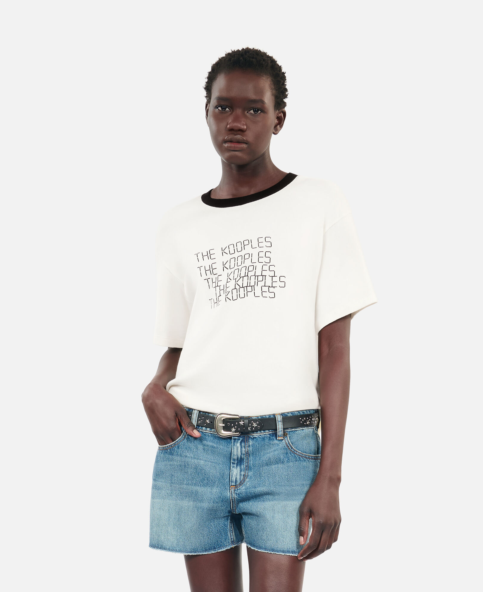 The Kooples WOMEN ECRU ecru tk waves serigraphy t-shirt
