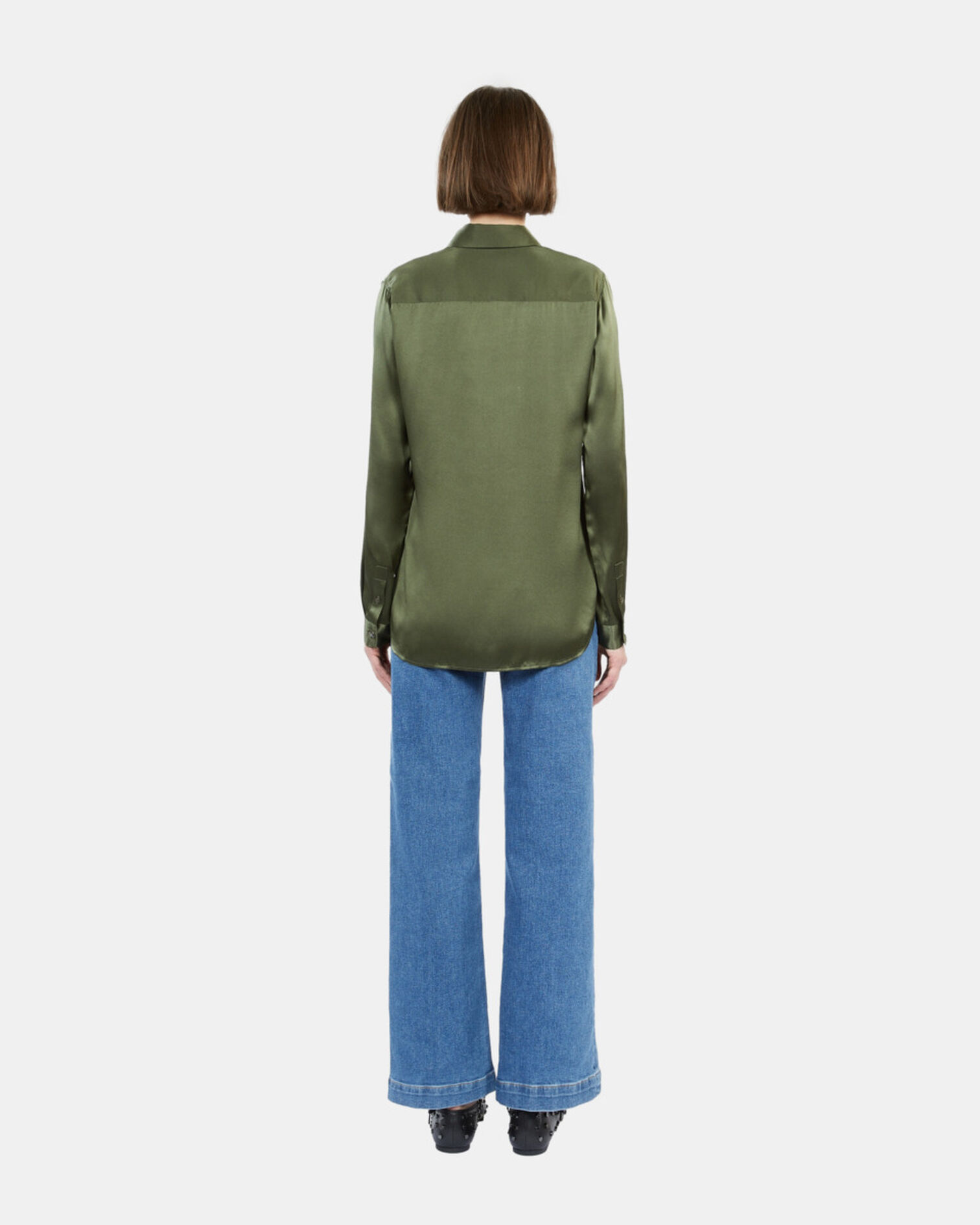 Chemise en soie kaki, KAKI, hi-res image number null