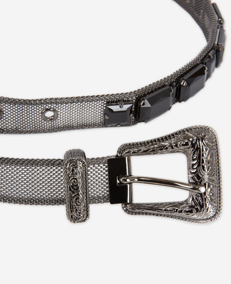 black gemstone belt with western-style buckle
