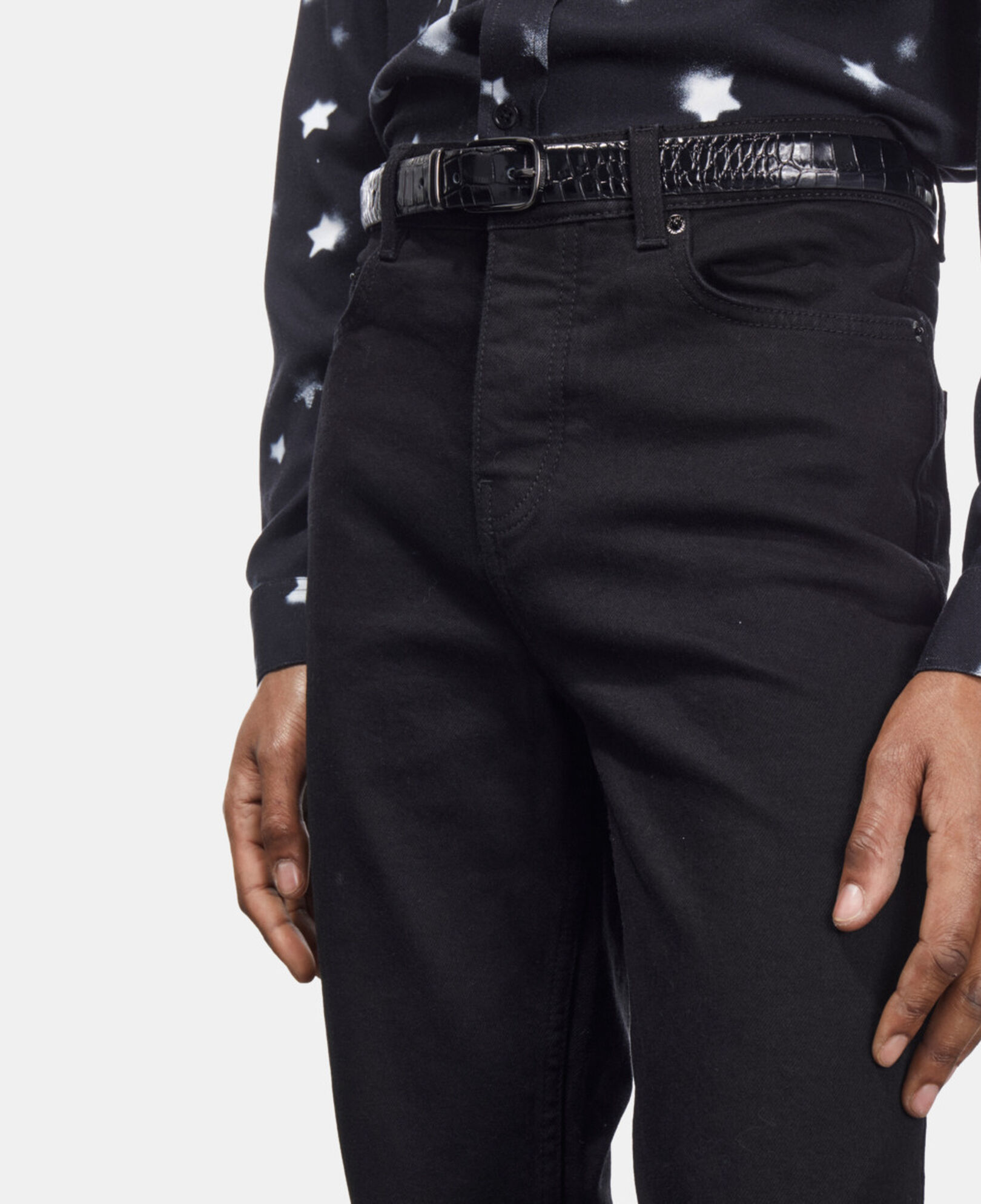 The Kooples HOMBRE BLACK cinturón piel negro efecto cocodrilo