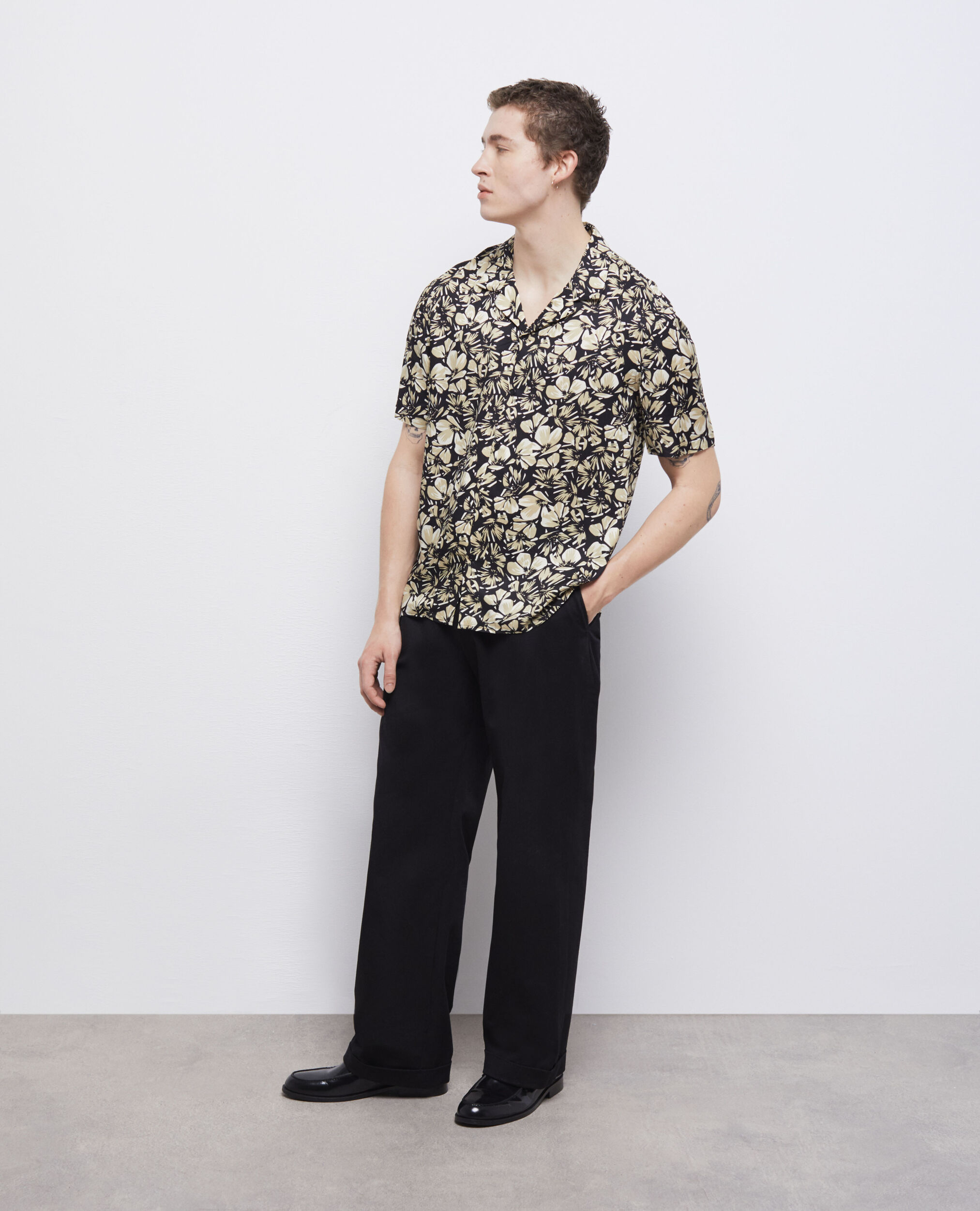 Hemd mit Hawaiikragen und Blumenmuster, BLACK BROWN, hi-res image number null