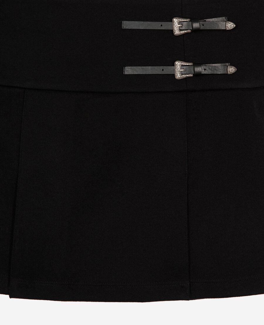 The Kooples FEMME BLACK jupe portefeuille avec boucles western courte noire